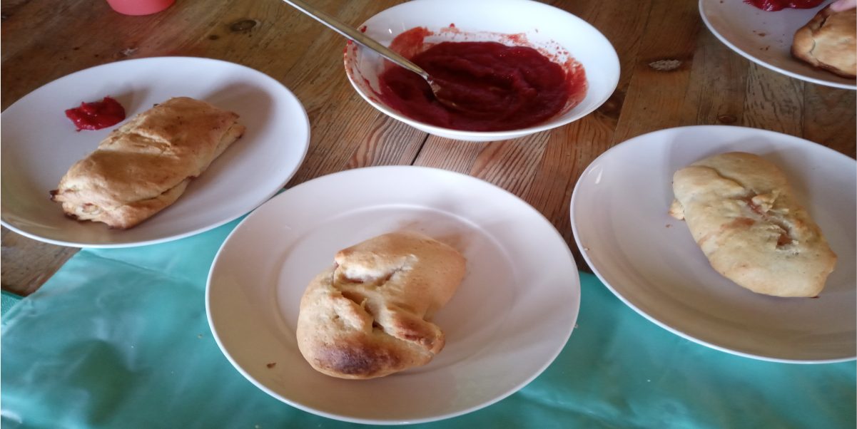 Gluten-free vegan sausage and cheese pasties with homemade sugar-free ketchup