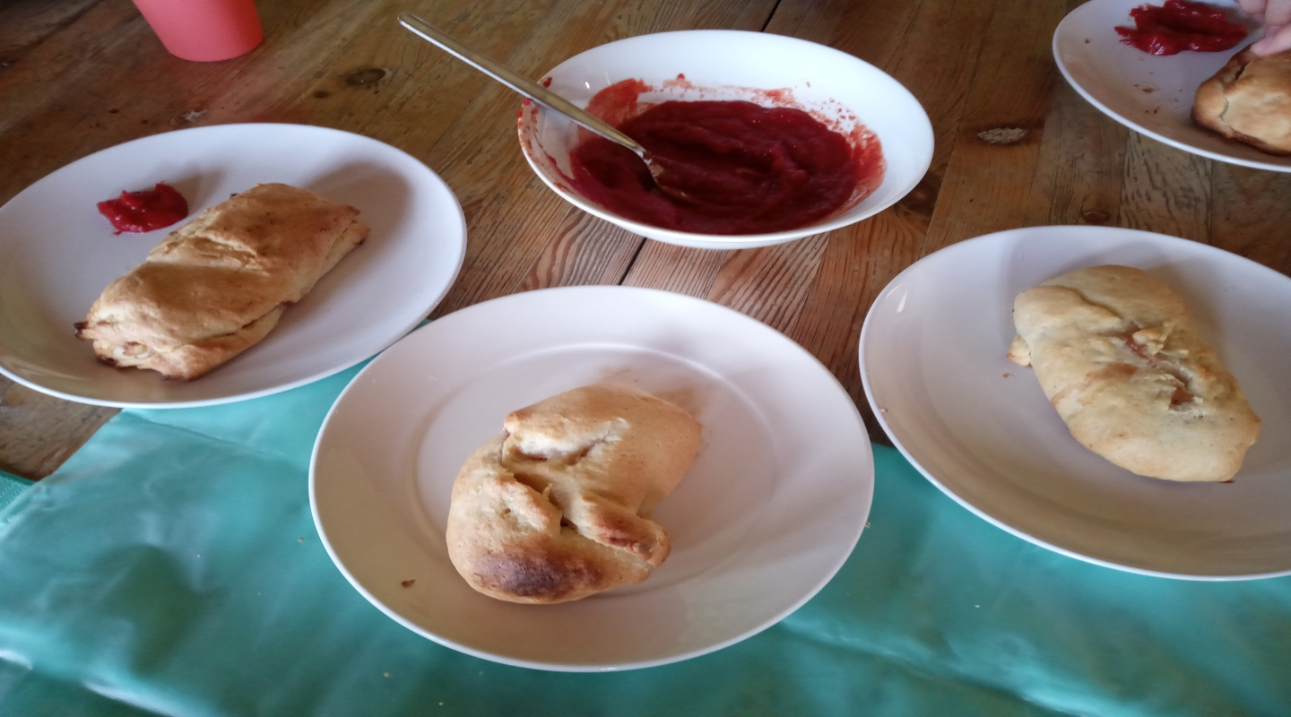 homemade pasties and ketchup